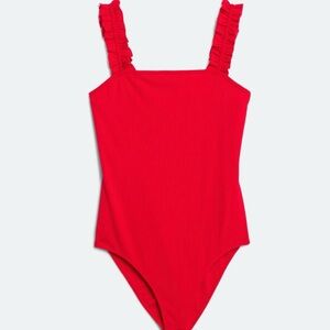 NWT Bodysuit Red Ruffled Strap